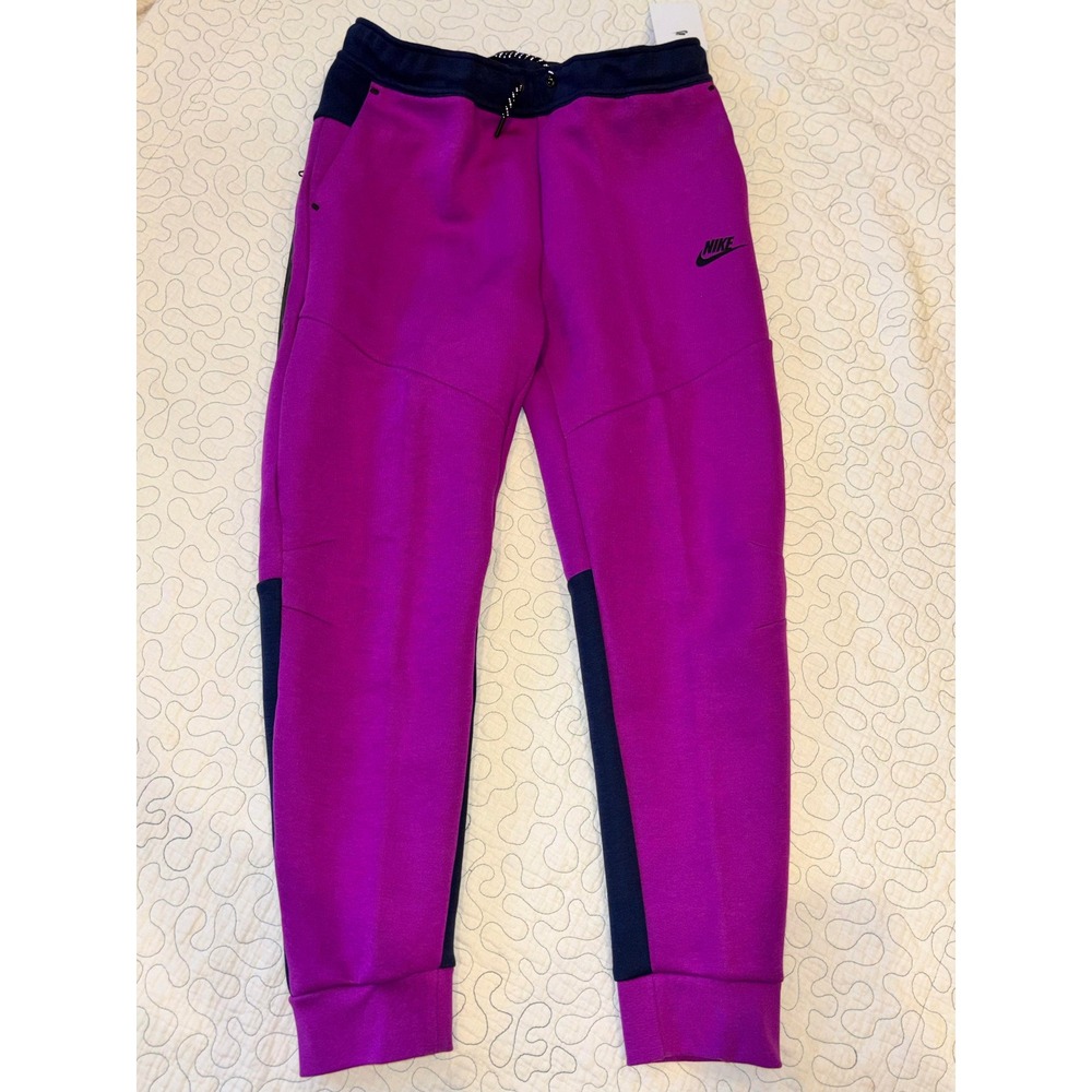 Nike Tech Fleece Kids Joggers Purple Navy Colorblock Sweatpants Size XL